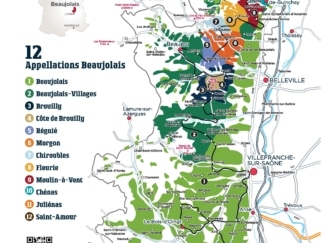 Beaujolais vineyard map in French - front