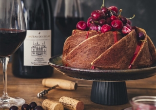 Bundt cake with cherry icing