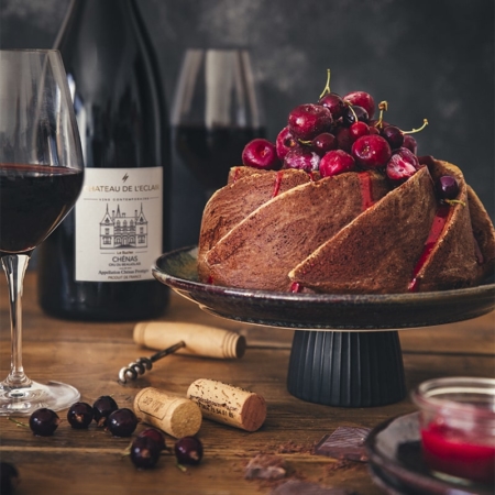 Bundt cake with cherry icing