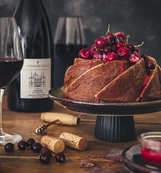 Bundt cake with cherry icing