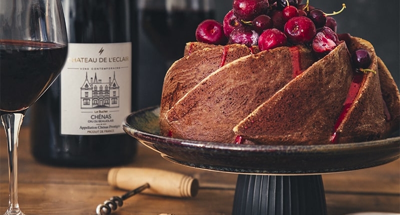 Bundt cake with cherry icing