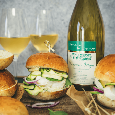 Cod Burger with courgettes and herb aioli