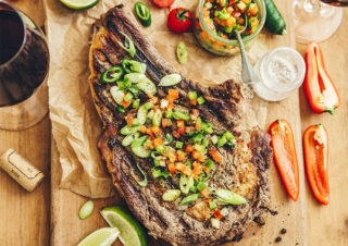 Mexican-style rib of beef with bell pepper salsa