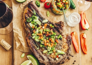 Mexican-style rib of beef with bell pepper salsa