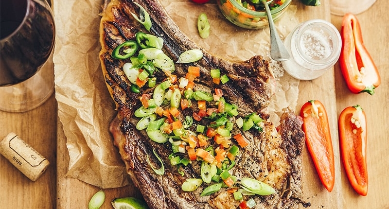 Mexican-style rib of beef with bell pepper salsa