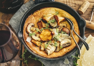 Dutch baby pancakes with mushrooms