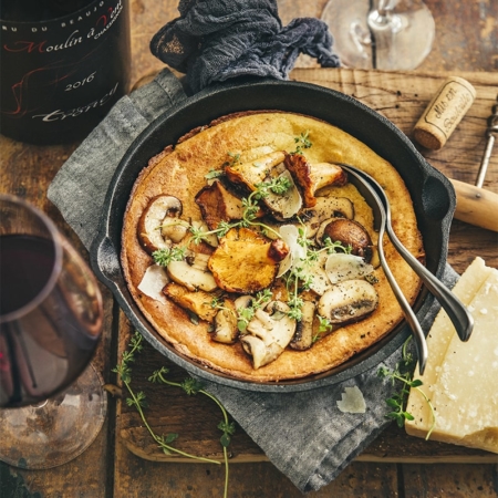 Dutch baby pancakes with mushrooms