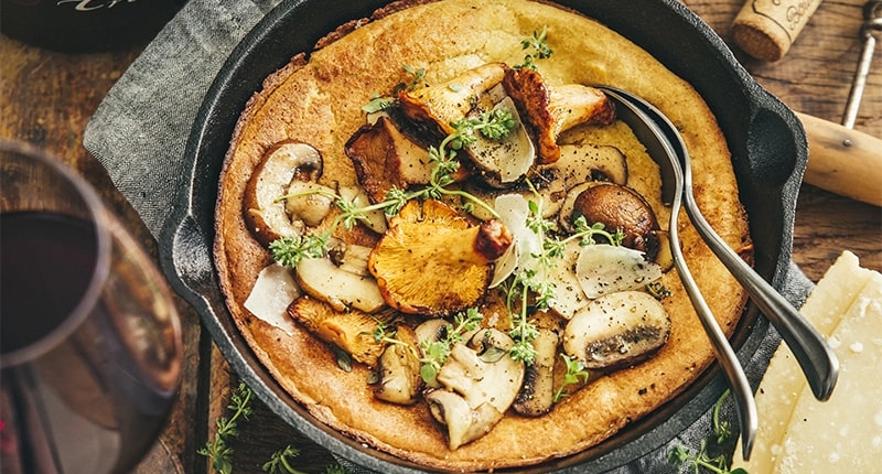 Dutch baby pancakes with mushrooms