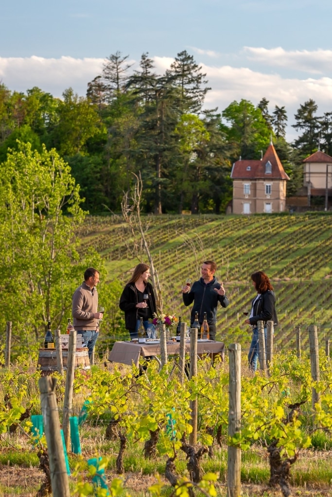 Apéritif dans les vignes du Beaujolais