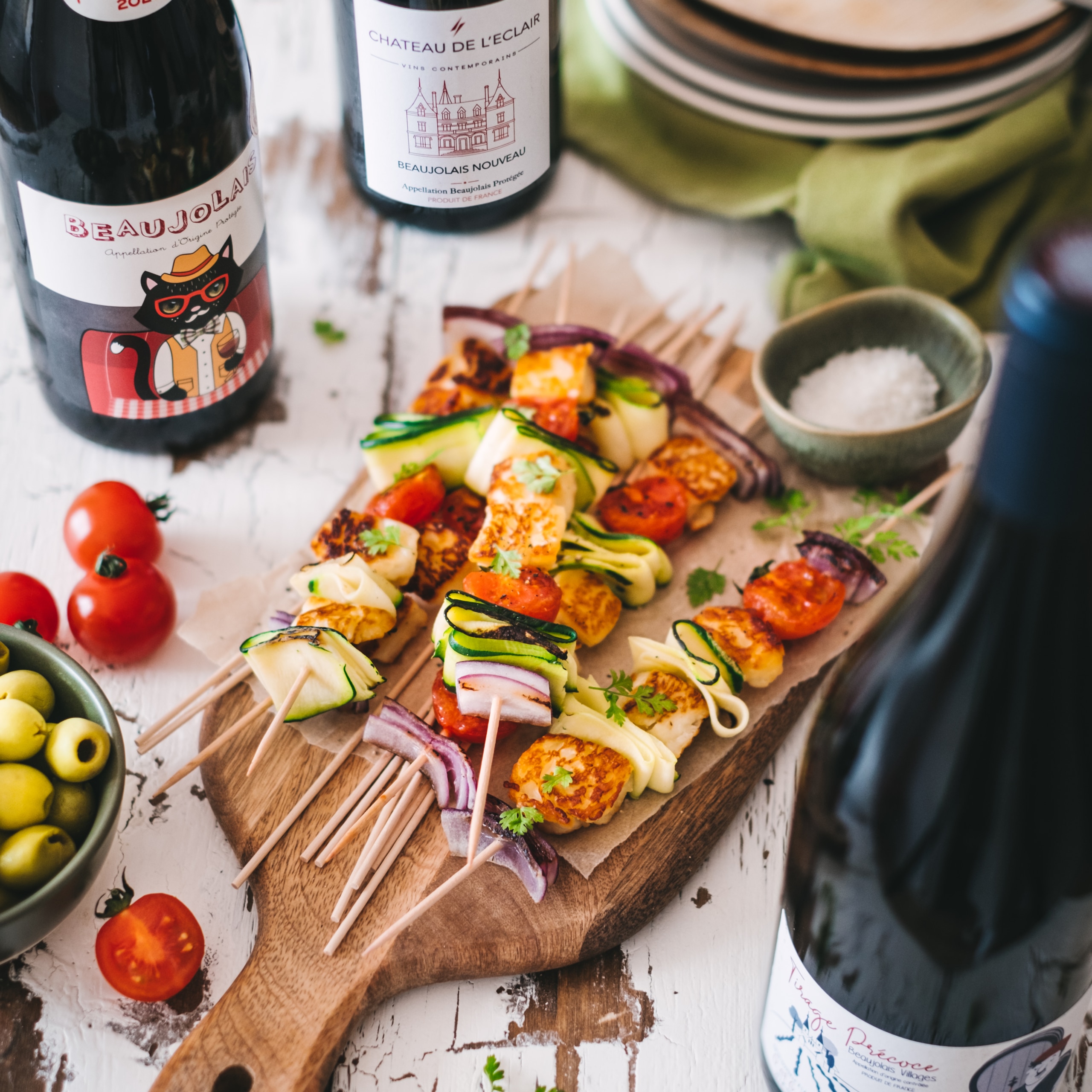 Recettes de grillades végétariennes d'été et Beaujolais Nouveaux