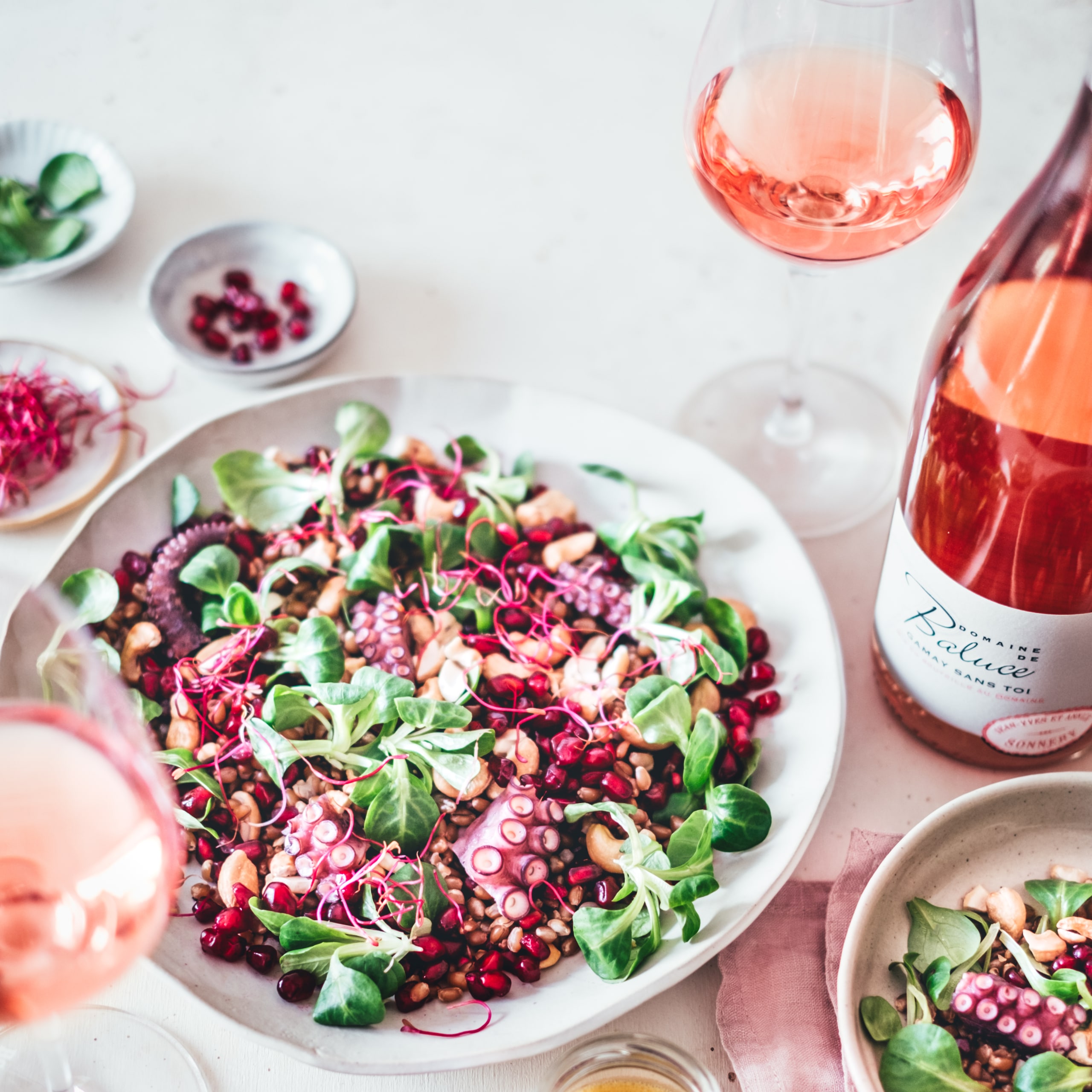 recette de salade de poulpe et beaujolais rosé